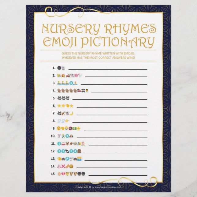 Nursery Rhymes Emoji Pictionary [Golden Blue] Brevhuvud (Framsida)