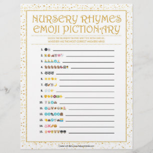 Nursery Rhymes Emoji Pictionary [Golden Sparkles] Brevhuvud