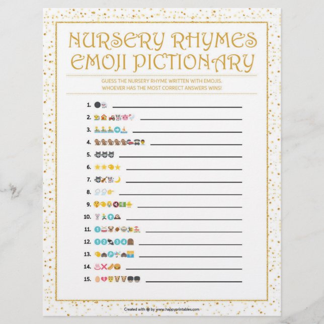 Nursery Rhymes Emoji Pictionary [Golden Sparkles] Brevhuvud (Framsida)