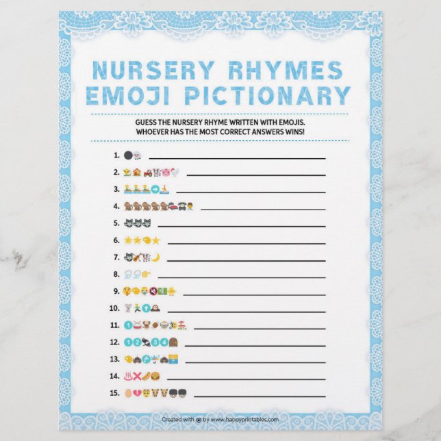 Nursery Rhymes Emoji Pictionary [Luxury Snöre [Blu Brevhuvud (Framsida)