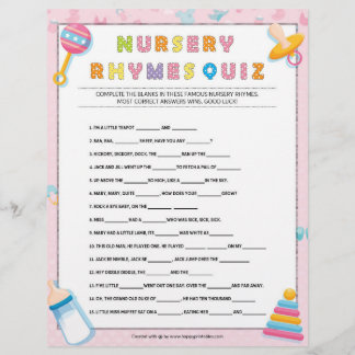 Nursery Rhymes Quiz [Baby Basics Rosa] Brevhuvud