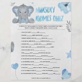 Nursery Rhymes Quiz [Baby Elephant [Blue] Brevhuvud