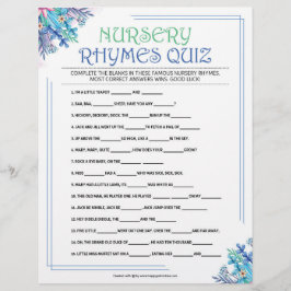 Nursery Rhymes Quiz [blå Blommigt] Brevhuvud