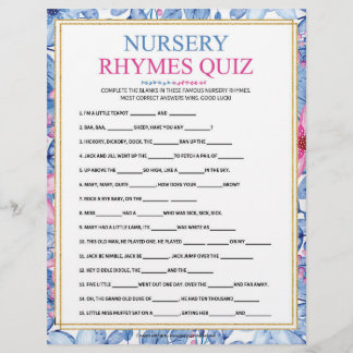 Nursery Rhymes Quiz [Blommigt Watercolor] Brevhuvud