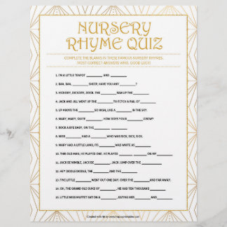 Nursery Rhymes Quiz [Golden Linjer] Brevhuvud