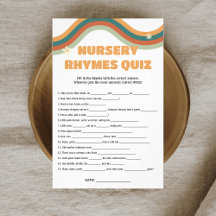 Nursery Rhymes Quiz Retro Groovy Baby Shower
