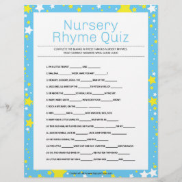 Nursery Rhymes Quiz [Starry Night Blue] Brevhuvud