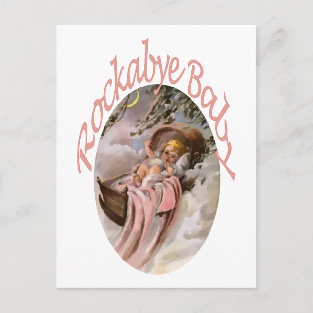 Nursery Rhymes Rockabye | Baby Watercolor Vykort (Framsida)