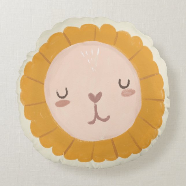 Nursery Room Cute lejonare baby Rund Kudde (Framsidan)
