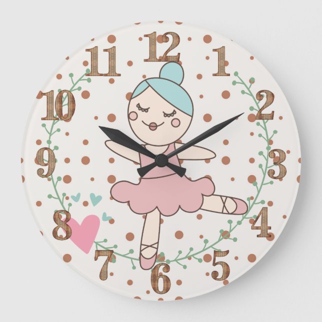 Nursery Room Dancing Ballerina Stor Klocka (Framsida)