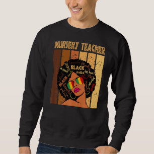 Nursery Teacher Afro African American Black Histor Lång Ärmad Tröja