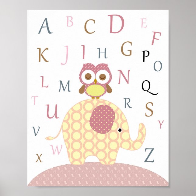 Nursery uggla alphabet art poster (Framsidan)