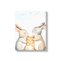 Nursery wall art - Kanvastryck - Rabbit Family