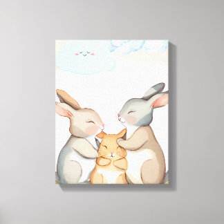 Nursery wall art - Kanvastryck - Rabbit Family