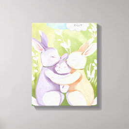 Nursery wall art - Kanvastryck - Rabbit Family 2