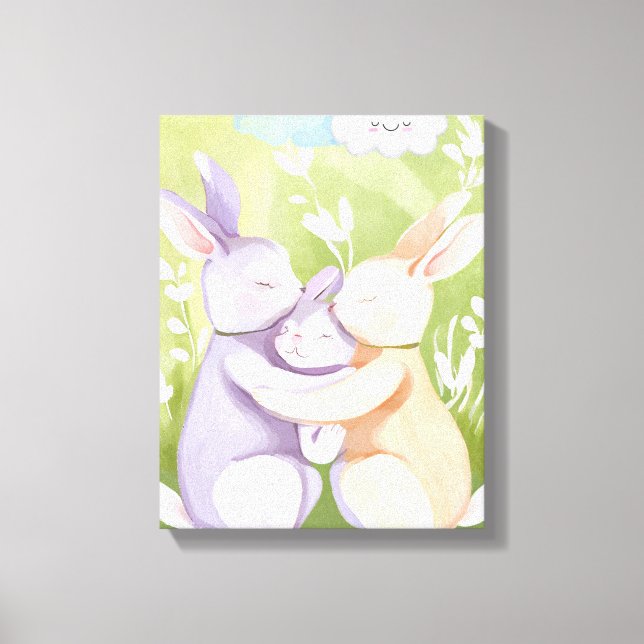 Nursery wall art - Kanvastryck - Rabbit Family 2 (Framsida)