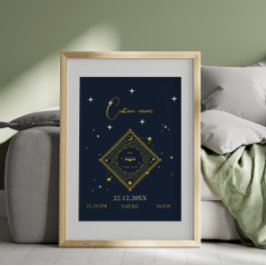 Nursery wall art nyfödd bebis eget namn Libra Poster
