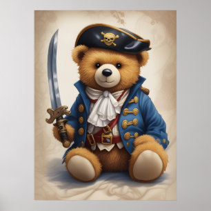 Nursery Wall Art Poster en Nalle Pirat
