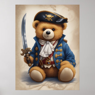 Nursery Wall Art Poster en Nalle Pirat