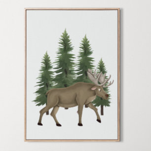 Nursery Woodland Animal Moose Wall Art Decor Poster
