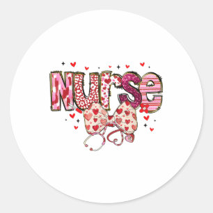 Nurses Alla hjärtans dag Coquette Bow Heart Gir Runt Klistermärke