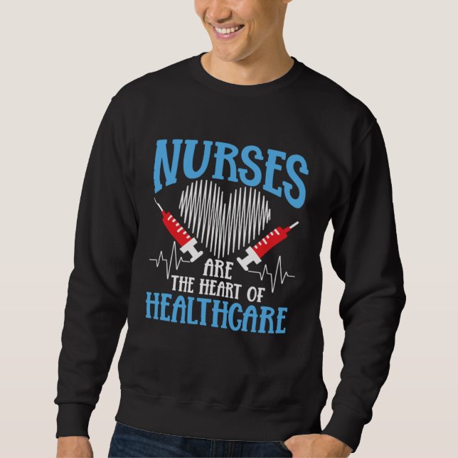 Nurses Are The Heart Of Healthcare  2 Lång Ärmad Tröja (Framsida)