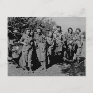 Nurses Beside Jeep WWII Vykort