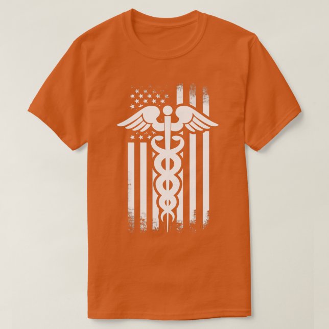 Nurses Caduceus Vintage Flag T Shirt (Design framsida)