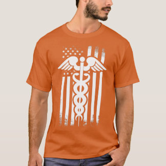 Nurses Caduceus Vintage Flag T Shirt