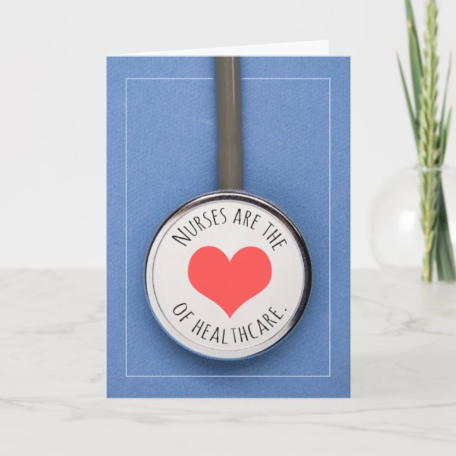 Nurses Day Stetoscope with Heart Photographic (Hea Helgkort (Framsida)