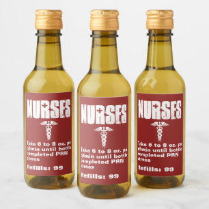 Nurses futtiga recept Caduceus Red White Vinetikett