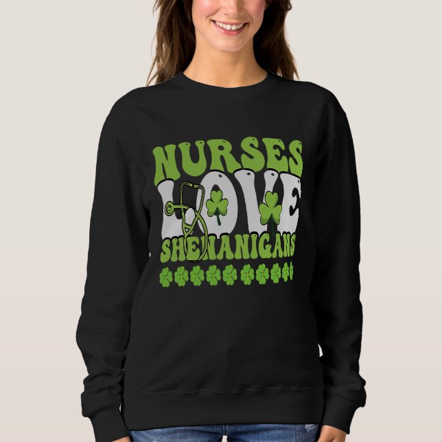 Nurses Love Shenanigans Cute  Nurse St Patricks Da T Shirt (Framsida)