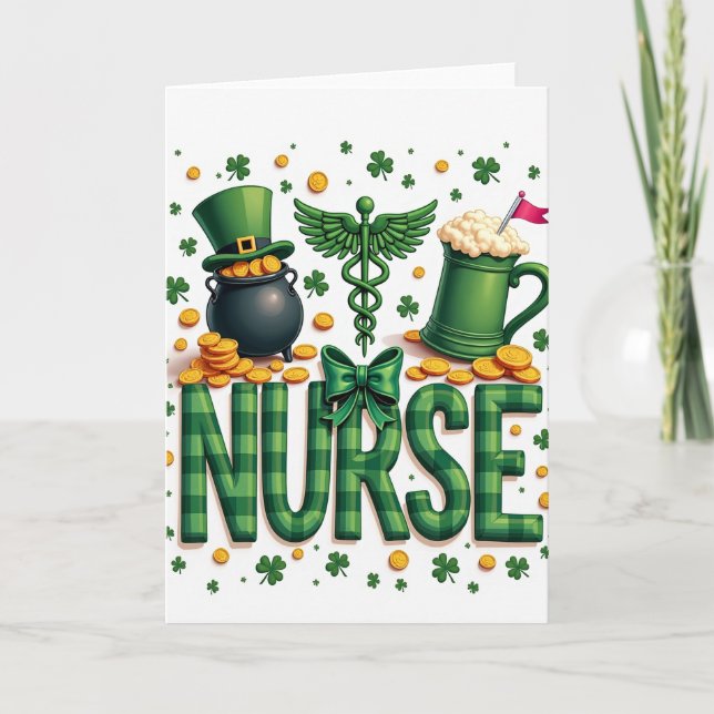 Nurses St Patricks Day Card Kort (Framsida)
