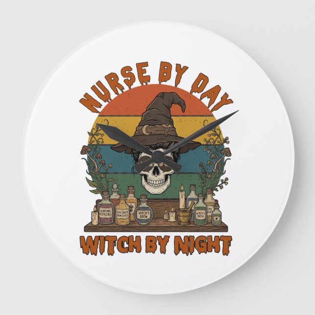 Nursesdag Häxdrottning Halloween Kallelsen Potions Stor Klocka (Framsida)