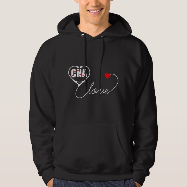 Nursing Assistant Stethoscope CNA Valentine's Day  Hoodie (Framsida)