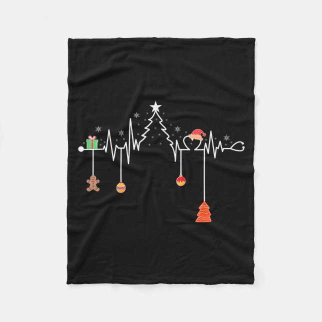 Nursing Christmas Shirt Christmas Tree Heartbeat F Fleecefilt (Framsidan)
