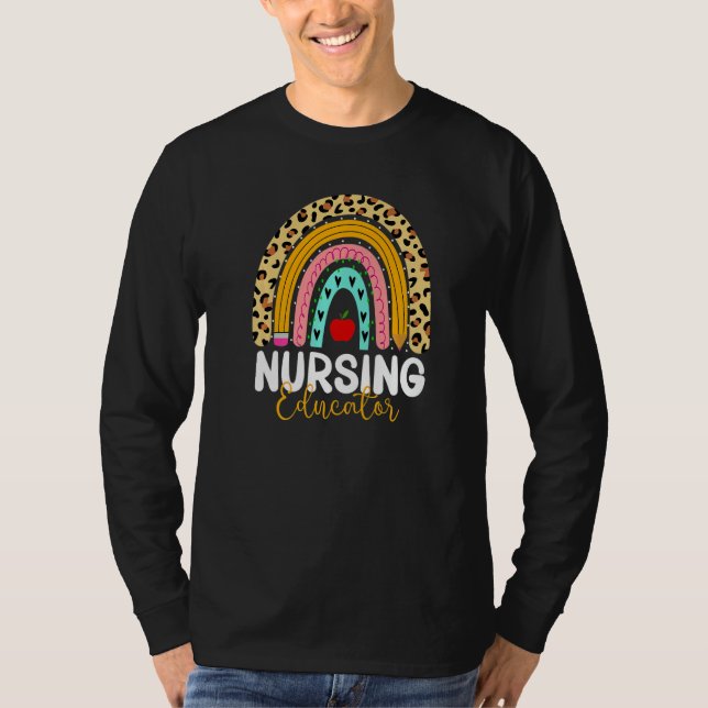 Nursing Educator Leopard Rainbow Healthcare Doctor T Shirt (Framsida)