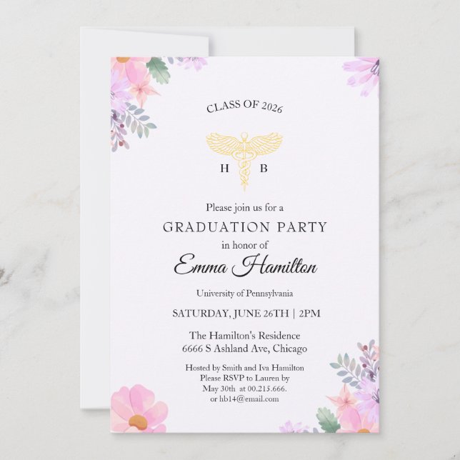 Nursing Graduation Invitation Photo | RN BSN Nurse Inbjudningar (Framsida)