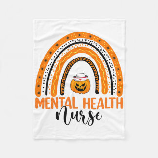 Nursing Halloween Pumpkin Rainbow Mental Health Nu Fleecefilt