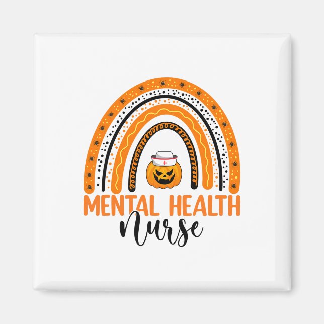 Nursing Halloween Pumpkin Rainbow Mental Health Nu Magnet (Framsidan)