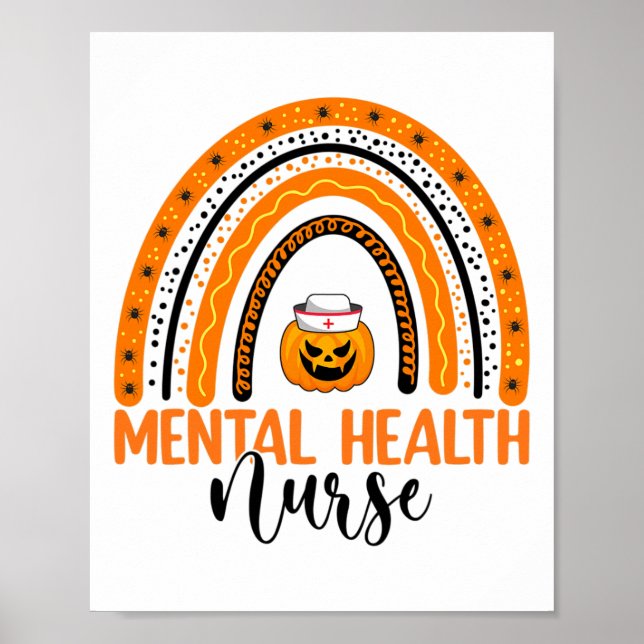 Nursing Halloween Pumpkin Rainbow Mental Health Nu Poster (Framsidan)
