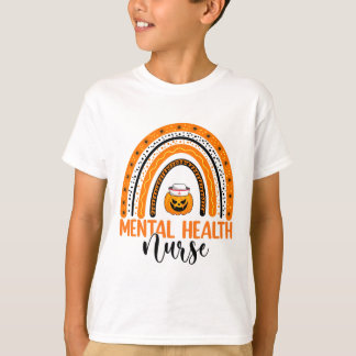 Nursing Halloween Pumpkin Rainbow Mental Health Nu T Shirt