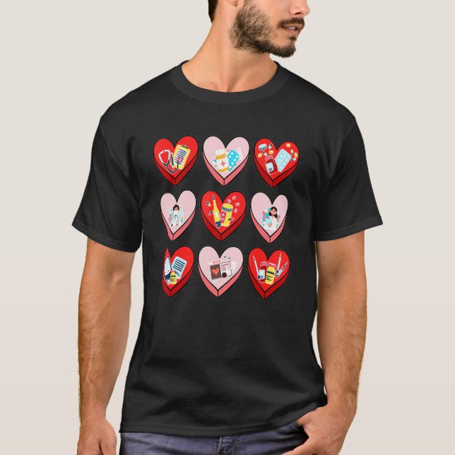 Nursing Heart Cute Valentine Day Group Matching T Shirt (Framsida)