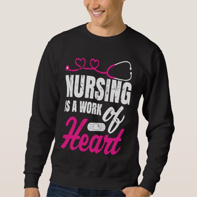 Nursing Is A Work Of Heart Nurse Nurses Student Lång Ärmad Tröja (Framsida)