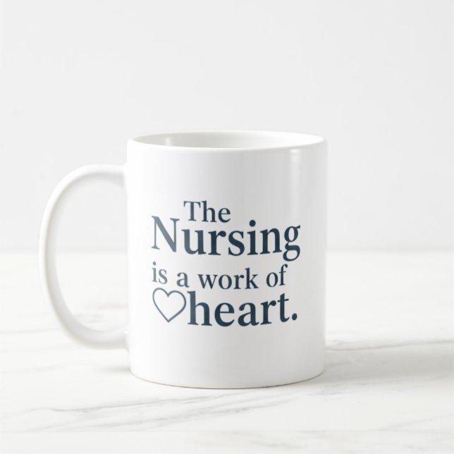 Nursing is a Work of Heart Personalized Gift Kaffemugg (Vänster)