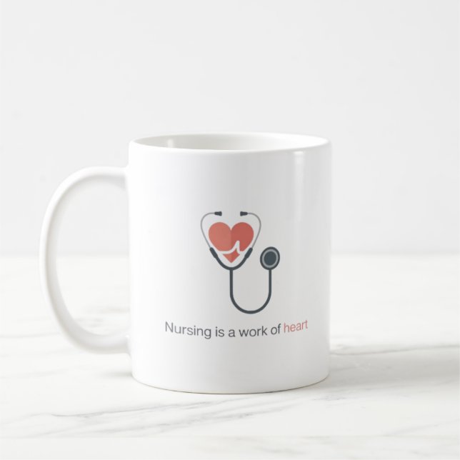Nursing Is A Work Of Heart Stethoscope Coffee Mug  Kaffemugg (Vänster)