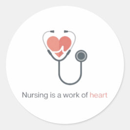 Nursing Is A Work Of Heart Stethoscope Sticker Nur Runt Klistermärke