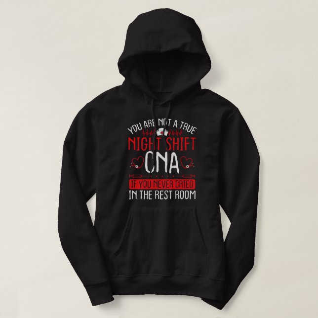 Nursing Night Shift CNA Essentials Funny Sjuksköte Hoodie (Design framsida)