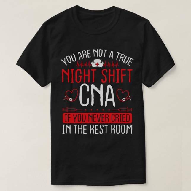 Nursing Night Shift CNA Essentials Funny Sjuksköte T Shirt (Design framsida)