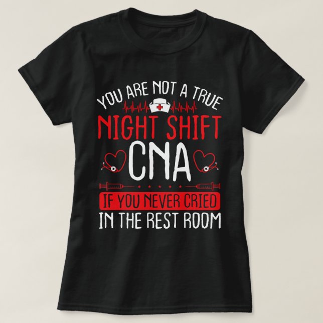 Nursing Night Shift CNA Essentials Funny Sjuksköte T Shirt (Design framsida)